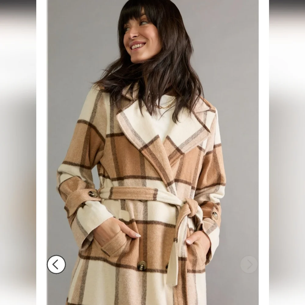 NWT Francesca’s Long Plaid Coat - Picture 5 of 5